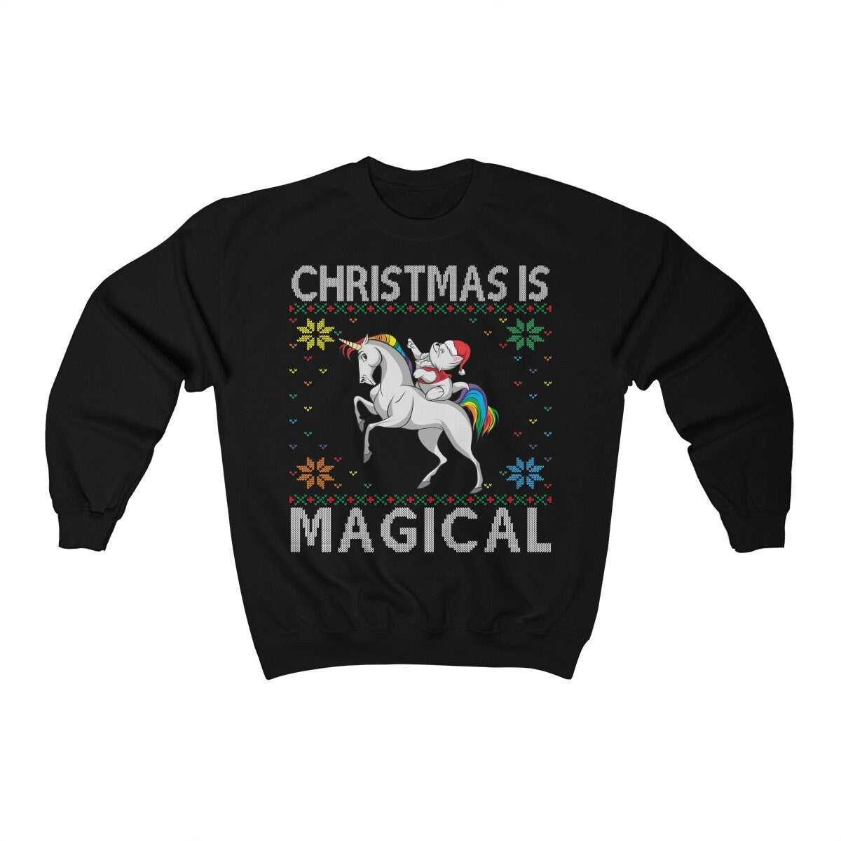 Cute Ugly Christmas For Cat Lovers and Unicorn Lovers, Santa Cat Shirt, Xmas Gift for Women, Present Holiday Party Unisex Men Women