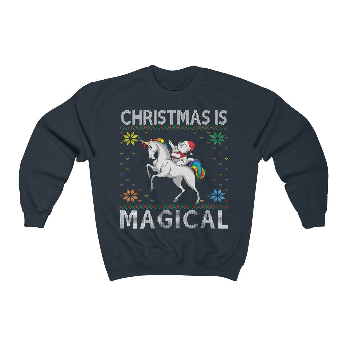 Cute Ugly Christmas For Cat Lovers and Unicorn Lovers, Santa Cat Shirt, Xmas Gift for Women, Present Holiday Party Unisex Men Women