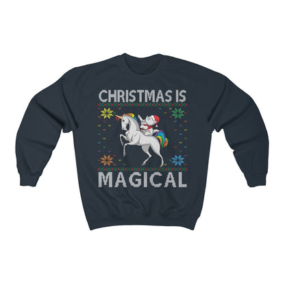 Cute Ugly Christmas For Cat Lovers and Unicorn Lovers, Santa Cat Shirt, Xmas Gift for Women, Present Holiday Party Unisex Men Women