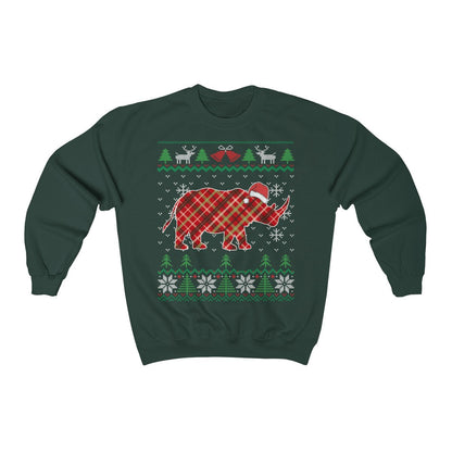 Rhino Christmas Shirt, Rhinoceros Animal Lover Gift, Ugly Christmas , Holiday Party Shirt, Xmas Unisex Crewneck Sweatshirt
