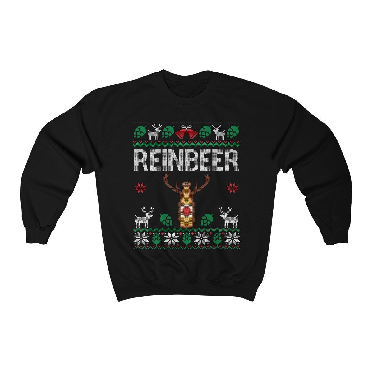 Reinbeer Beer Christmas Sweatshirt for Him, Craft Beer Lover Gift for Men, Xmas Party Drinking Shirt, Holiday Clothes Homebrewing Unisex