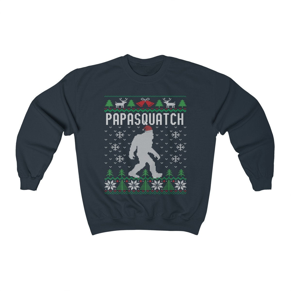 Matching Family Ugly Christmas For Dad Santa Hat Sasquatch Shirt Xmas Bigfoot Sweatshirt Unisex Heavy Blend Crewneck Sw