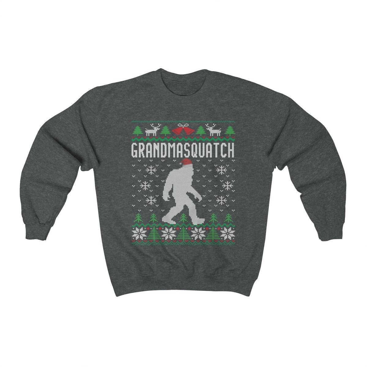 Matching Family Ugly Christmas For Grandma Santa Hat Sasquatch Shirt Xmas Bigfoot Sweatshirt Unisex Heavy Blend Crewne