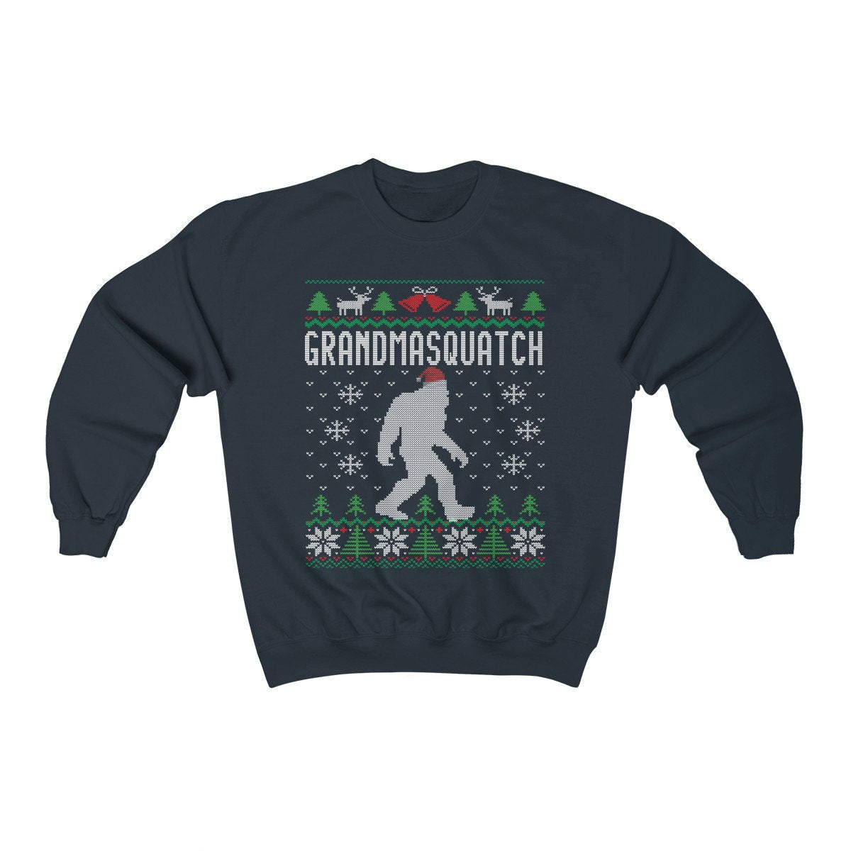 Matching Family Ugly Christmas For Grandma Santa Hat Sasquatch Shirt Xmas Bigfoot Sweatshirt Unisex Heavy Blend Crewne