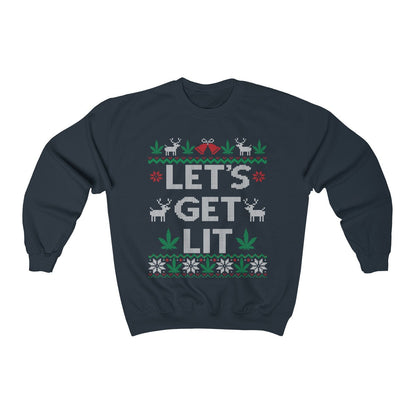 Marijuana Leaf Funny Ugly Christmas Sweatshirt For Cannabis Smoker Weed Vaporizer Pothead Gift Stoner Xmas Unisex Heavy Blend