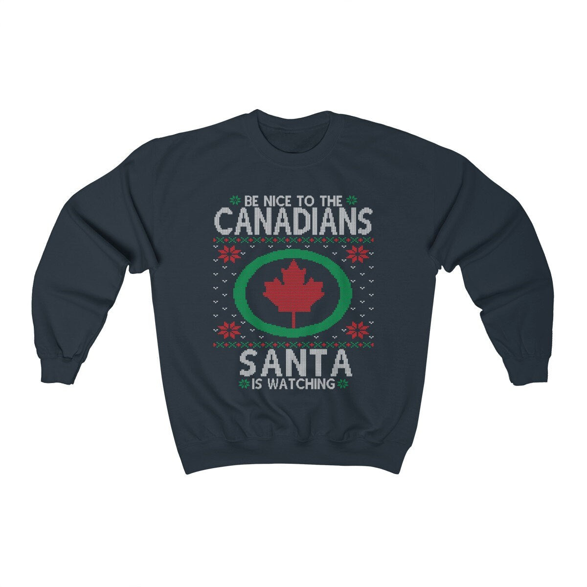 Canada Maple Leaf Funny Ugly Christmas For Canadian Santa Shirt Xmas Gift Present Holiday Party Unisex Heavy Blend Cr