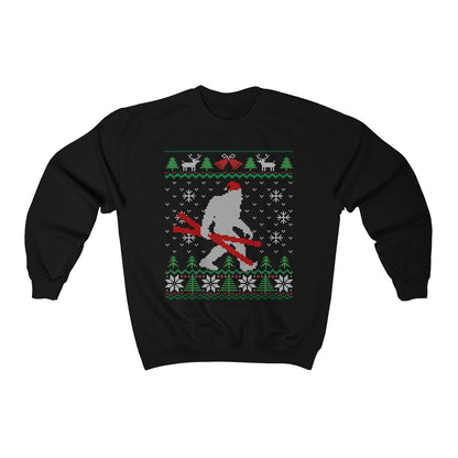 Skiing Ugly Christmas For Skier Santa Hat Sasquatch Shirt Ski Lover Bigfoot Sweatshirt Xmas Gift Present Unisex Crewne