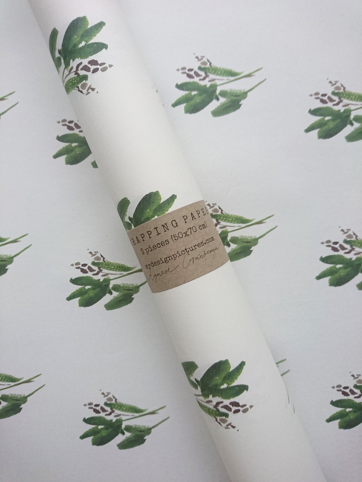 Wrapping paper,Gift Wrap, Rustic Wrap, Watercolour Gift Warp, Wrapping paper, gift paper, green leaves wrap paper, watercolour wrapping