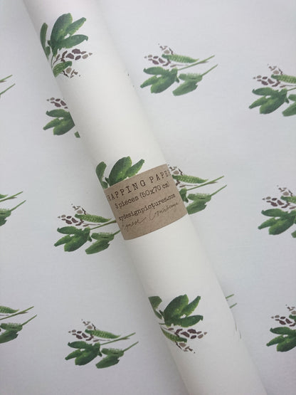 Wrapping paper,Gift Wrap, Rustic Wrap, Watercolour Gift Warp, Wrapping paper, gift paper, green leaves wrap paper, watercolour wrapping