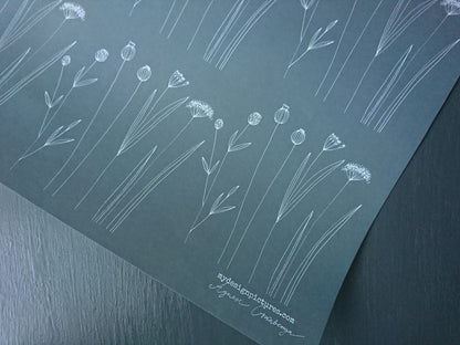 Graphical Wrapping paper,Gift Wrap, Rustic Wrapping, Floral Gift Warp, Wrapping paper, gift paper, floral wrapping paper, natural paper