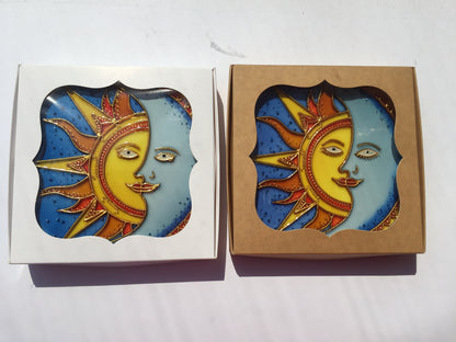 Blue cobalt Window Suncatcher Celestial Sun Moon decor Hanging Suncatcher Housewarming gift