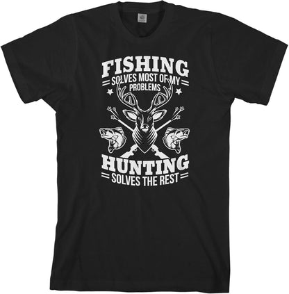 Fishing Solves Most Of My Problems Hunting Solves The Rest - Men's Long Sleeve T-Shirt - Short Sleeve T-Shirt - Tank Top