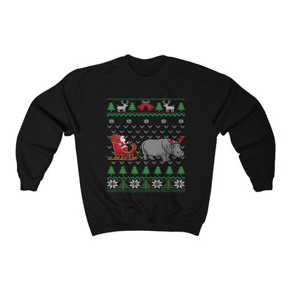 Hippo Pulling Santa's Sleigh | Funny Hippopotamus Themed Ugly Christmas Sweatshirt | African Hippo Lover Gift Shirt