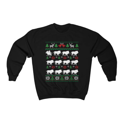 Lions Pulling Santa Sleigh | Funny Lion Themed Ugly Christmas Sweatshirt | African Wildlife Big Cat Lover Gift | Christmas Lion Shirt