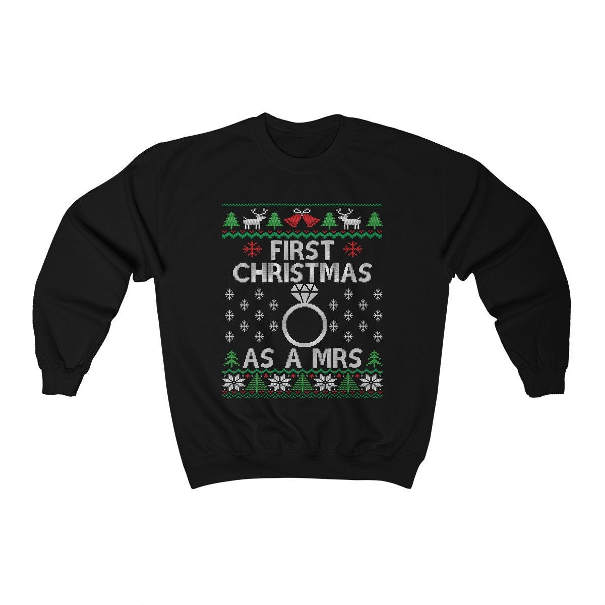 Newly Wed Bride Ugly Christmas Sweatshirt | First Christmas as a Mrs | New Wife Gift | Just Married Holiday Shirt