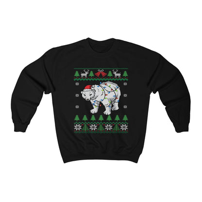 Polar Bear Ugly Christmas Sweatshirt , Polar Bear Santa Wrapped Christmas Lights, Funny Bear Shirt, Christmas Animal Lover Gift