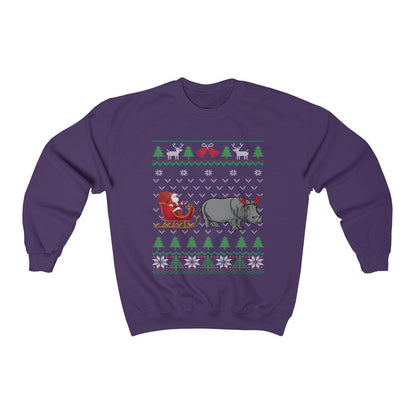 Hippo Pulling Santa's Sleigh | Funny Hippopotamus Themed Ugly Christmas Sweatshirt | African Hippo Lover Gift Shirt