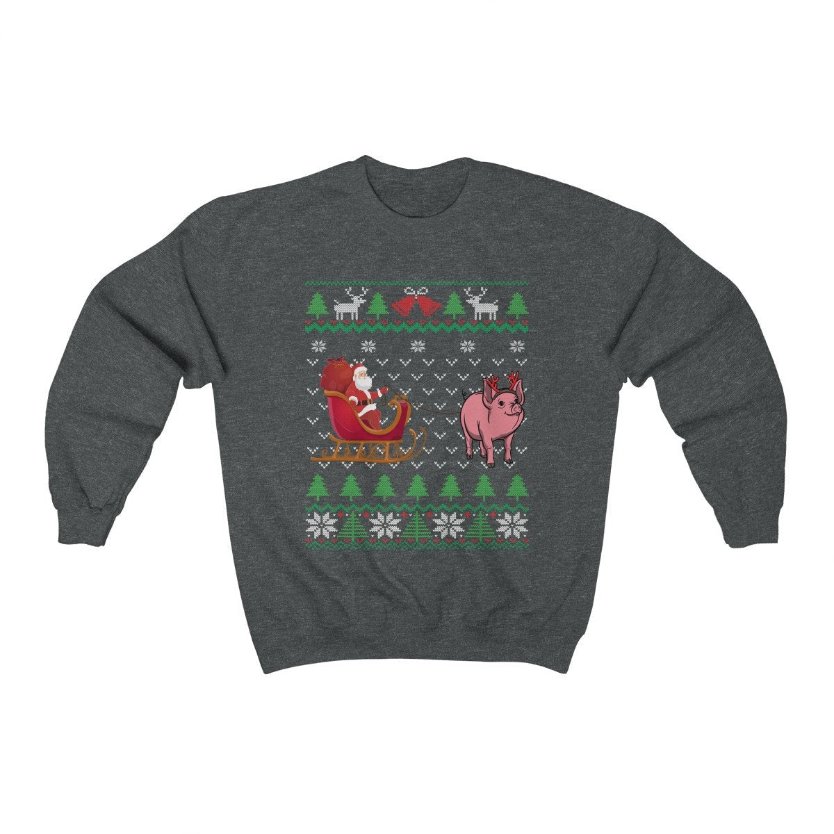 Pig Pulling Santa's Sleigh | Funny Pig Themed Ugly Christmas Sweatshirt | Piglet Lover Gift | Christmas Pig Farmer Shirt | Pet Pig Owner