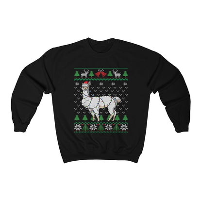 LLama Ugly Christmas Sweatshirt, Llama Santa Wrapped Christmas Lights, Funny Llama Pun Shirt, Llama Lover Gift, Unisex Crewneck Sweatshirt