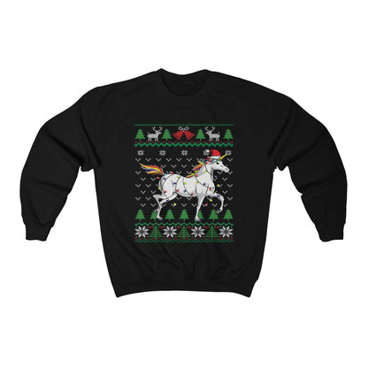 Unicorn Themed Ugly Christmas Sweatshirt, Unicorn Santa Hat Wrapped in Charistmas Lights, Cute Unicorn Christmas Shirt, Unicorn Lover Gift