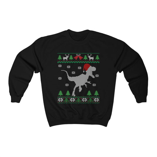 Raptor Santa Hat Ugly Christmas Sweatshirt | Funny Dinosaur Xmas Holiday Design | Dino Lover Gift | Christmas Velociraptor Shirt