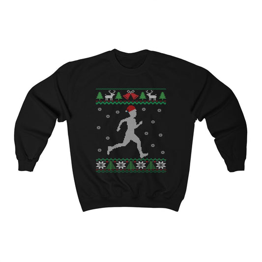 Funny Running Ugly Christmas Sweatshirt | Track & Field Runner | 5k Marathon Run Shirt | Running Dad Grandpa