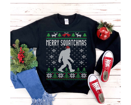 Funny Ugly Christmas For Man Paranormal Believer Santa Hat Sasquatch Shirt Bigfoot Sweatshirt Xmas Gift Present San