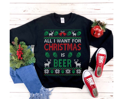 Funny Ugly Christmas For Man Beer Lover Gift Craft Beer Shirt Home Brewer Shirt Unisex Heavy Blend Crewneck Sweatshirt