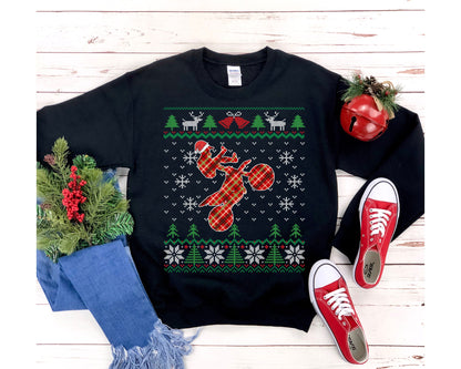 Motocross Rider Santa Claus Ugly Christmas Sweatshirt, Dirtbike Riding Shirt, Dirt Bike Lover Gift, Motocross Unisex Sweatshirt
