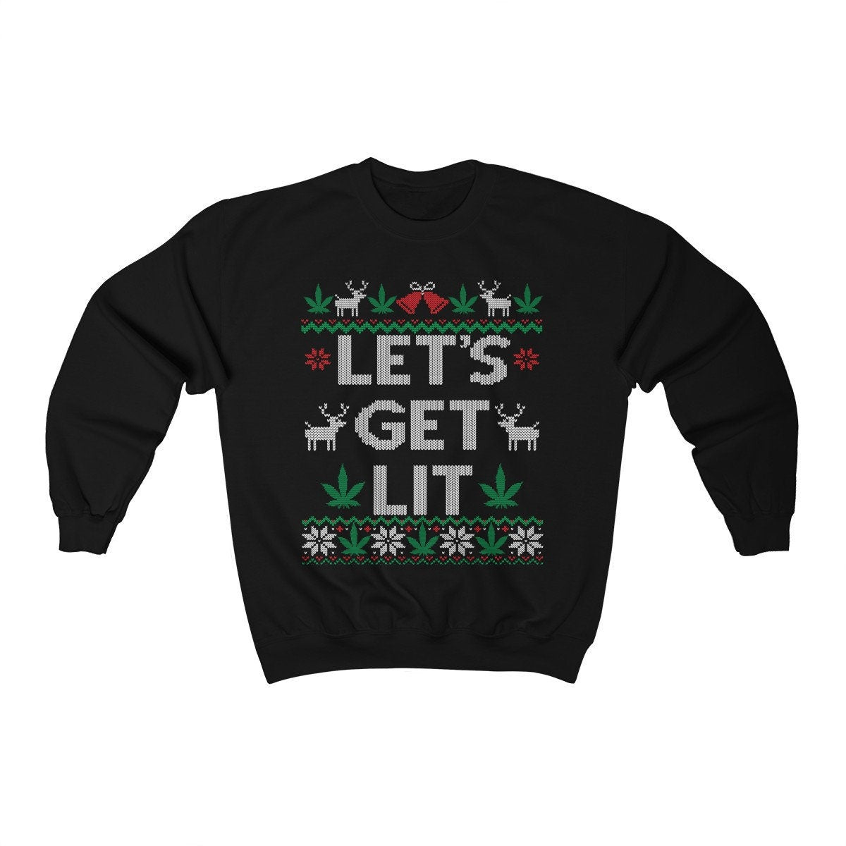 Marijuana Leaf Funny Ugly Christmas Sweatshirt For Cannabis Smoker Weed Vaporizer Pothead Gift Stoner Xmas Unisex Heavy Blend