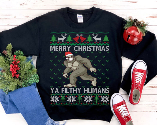 Bigfoot Santa Ugly Christmas Sweatshirt, Merry Christmas Sasquatch Face Mask Shirt, Bigfoot Enthusiast Gift, Paranormal Lover Clothes Unisex