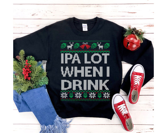 Funny Ugly Christmas For Man Ipa Beer Lover Gift Craft Beer Shirt Home Brewer Shirt Unisex Heavy Blend Crewneck Sweats