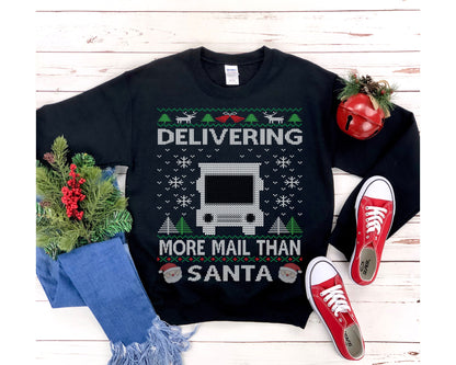 Funny Ugly Christmas For Postal Worker Mailman Shirt Delivery Man Gift Delievery Women Shirt Postman Unisex Heavy Blen