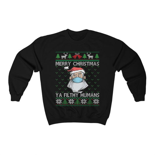Face Mask Santa Claus Ugly Christmas Sweatshirt, Funny Merry Christmas Shirt, Xmas 2020 Gift, Social Distancing Holiday Christmas Eve Pajama