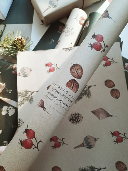 Christmas Wrapping paper, Christmas Gift Wrap, Rustic Christmas Wrap, Graphical Christmas Gift Warp, Xmas Wrapping paper, gift