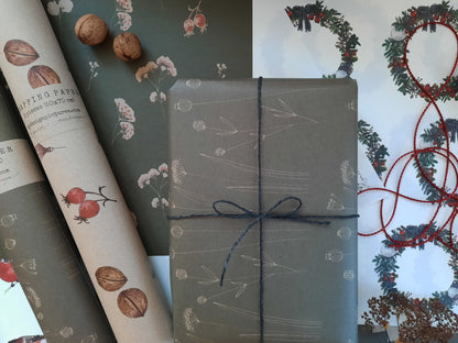 Graphical Wrapping paper,Gift Wrap, Rustic Wrapping, Floral Gift Warp, Wrapping paper, gift paper, floral wrapping paper, recycled wrapping