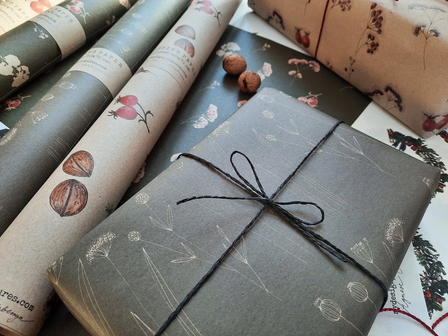 Graphical Wrapping paper,Gift Wrap, Rustic Wrapping, Floral Gift Warp, Wrapping paper, gift paper, floral wrapping paper, recycled wrapping