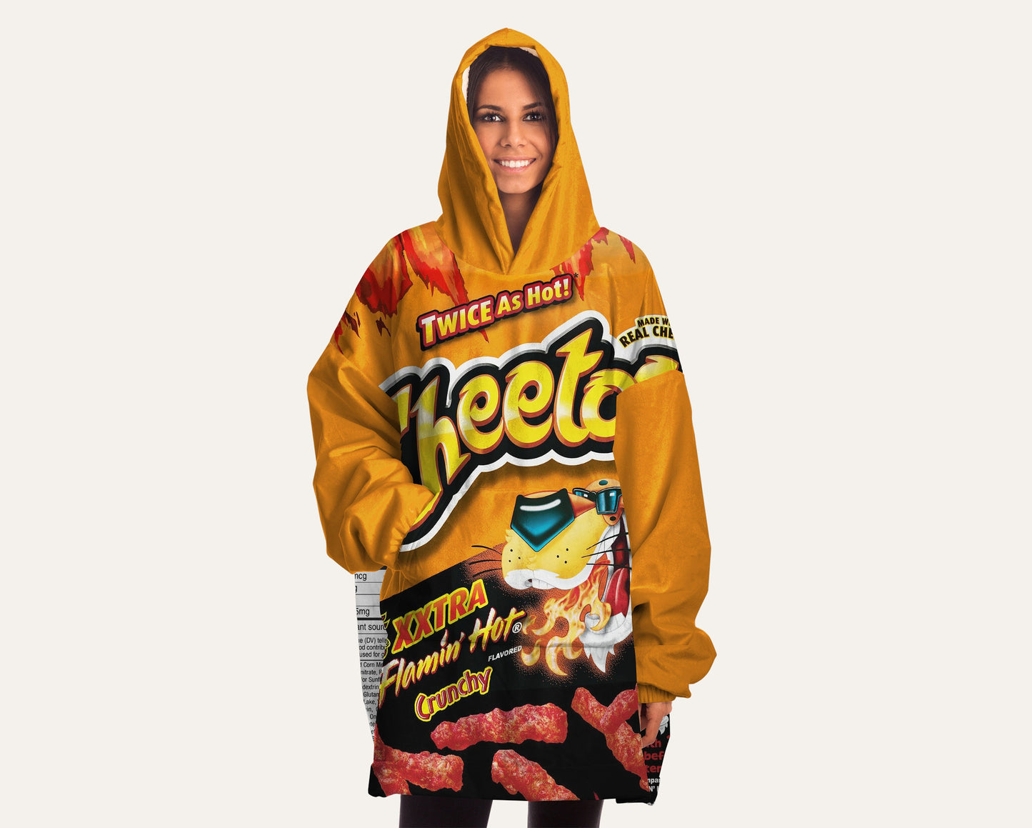 Oversized Blanket-Hoodie Novelty Hot Cheetos | Plush Fleece Giant Hoodie Blanket |  Comfortable Wearable Blanket | Free Express Shipping