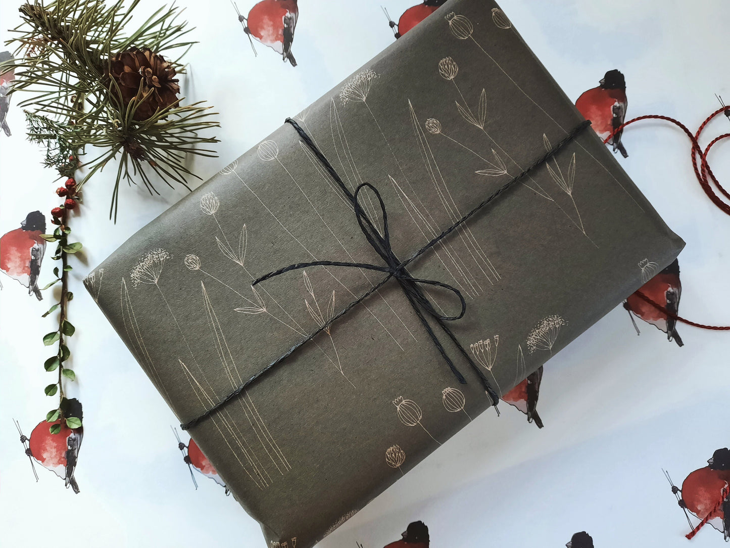 Graphical Wrapping paper,Gift Wrap, Rustic Wrapping, Floral Gift Warp, Wrapping paper, gift paper, floral wrapping paper, recycled wrapping