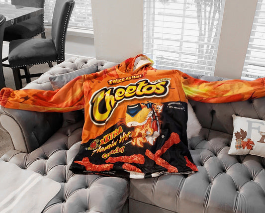 Hot Cheetos Oversized Blanket-Hoodie | Plush Fleece Giant Hoodie Blanket |  Flamin' Hot Wearable Blanket Gift | Free Express Shipping