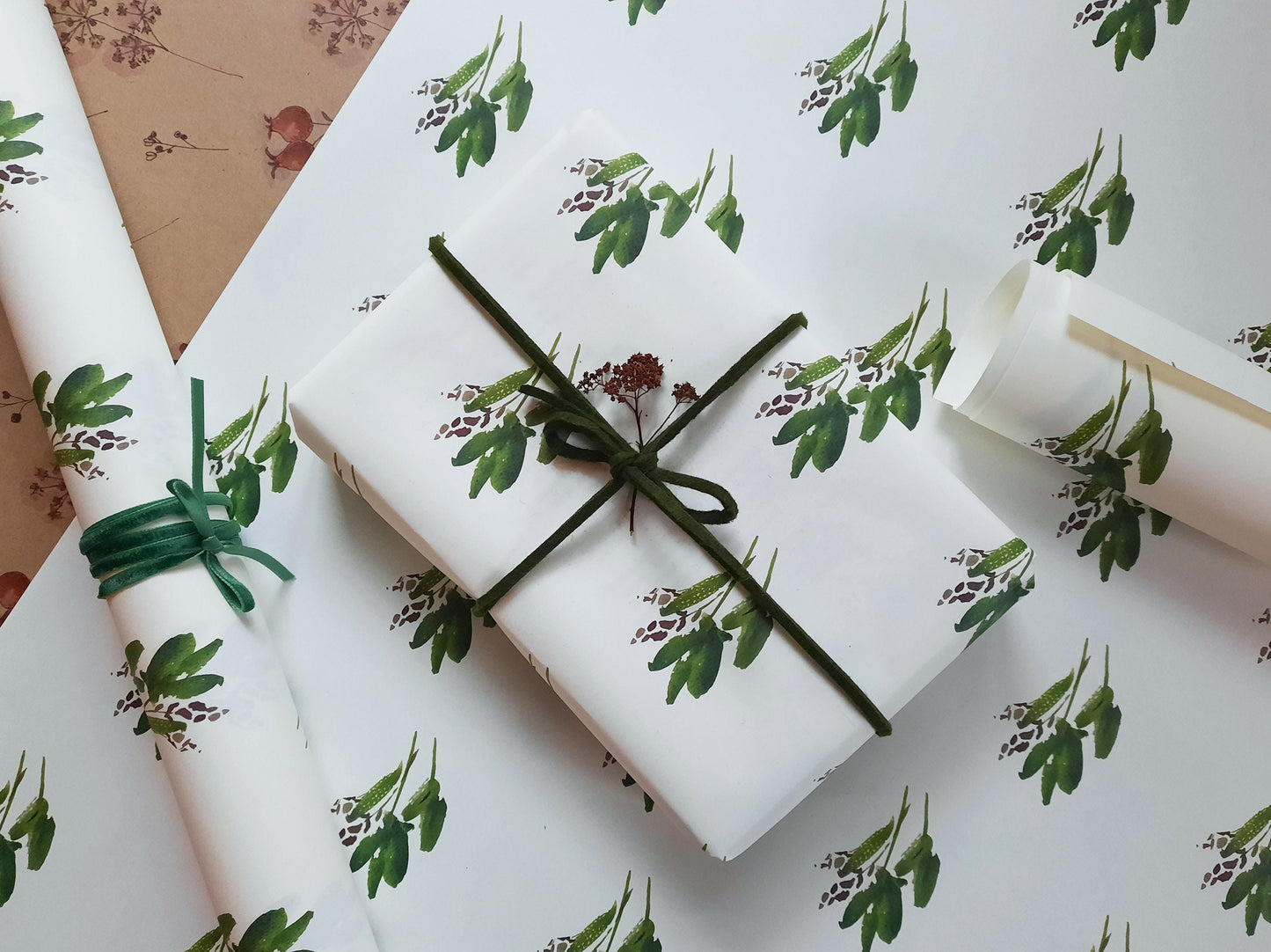 Wrapping paper,Gift Wrap, Rustic Wrap, Watercolour Gift Warp, Wrapping paper, gift paper, green leaves wrap paper, watercolour wrapping