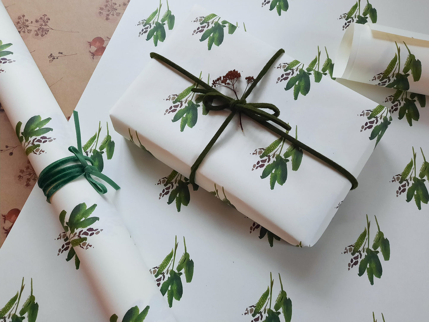 Wrapping paper,Gift Wrap, Rustic Wrap, Watercolour Gift Warp, Wrapping paper, gift paper, green leaves wrap paper, watercolour wrapping