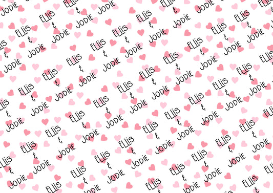 Valentines, Personalised A3 Packing Wrapping Paper, Custom Gift Wrap, Customised, Hearts Wrapping Paper, Small Business Order Packaging Book
