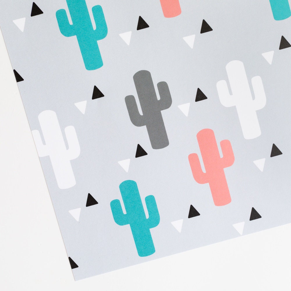 Cactus Wrapping Paper A2 - Plant Wrapping Paper - Grey Gift Wrap - Fun Wrapping Paper - Plant Gift - Cactus Gifts