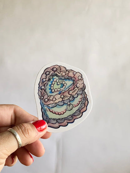 Frosted Cake | 3" Glossy Vinyl Sticker Decal | Waterproof  Weatherproof | Frosting Cake Birthday