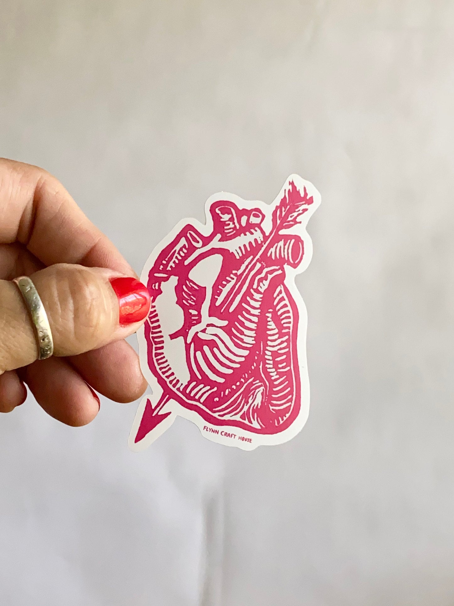 El Corazon | 3" Glossy Vinyl Sticker Decal | Waterproof  Weatherproof | Latinx Heart Love Loteria Blockprint