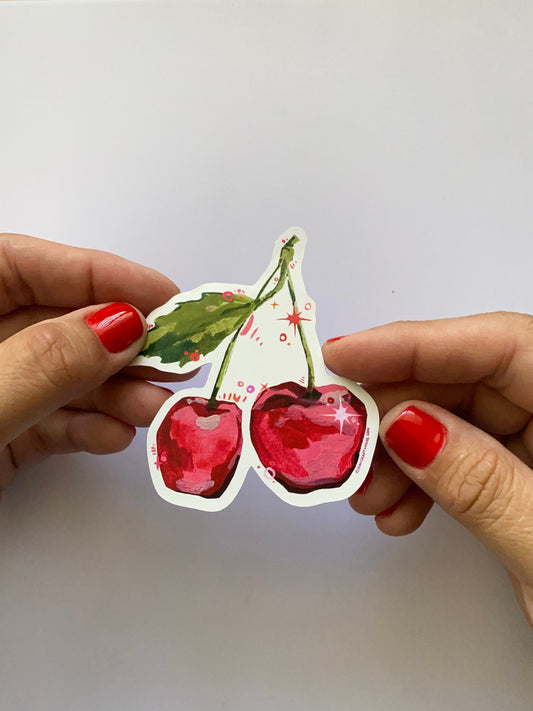 Cherry | 3" Vinyl Sticker Decal | Waterproof  Weatherproof | Cherries Cherry Fruit Summer