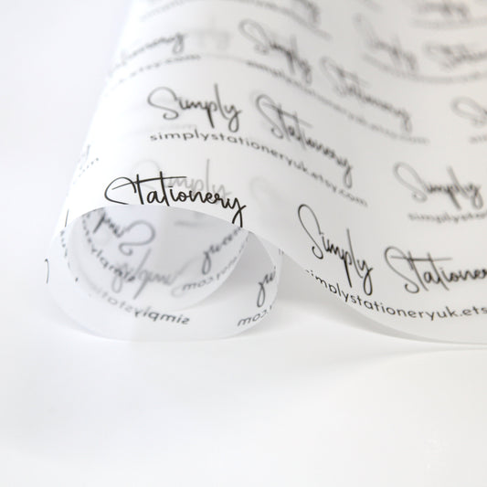 Personalised Vellum Paper, Packing Paper, Branded Packaging Premium Vellum, Your Logo Paper 112gsm, Small Business, Tissue paper, Recyclable