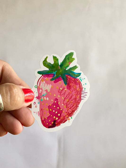 Strawberry | 3" Vinyl Sticker Decal | Waterproof  Weatherproof | Strawberry Berry Fruit Summer
