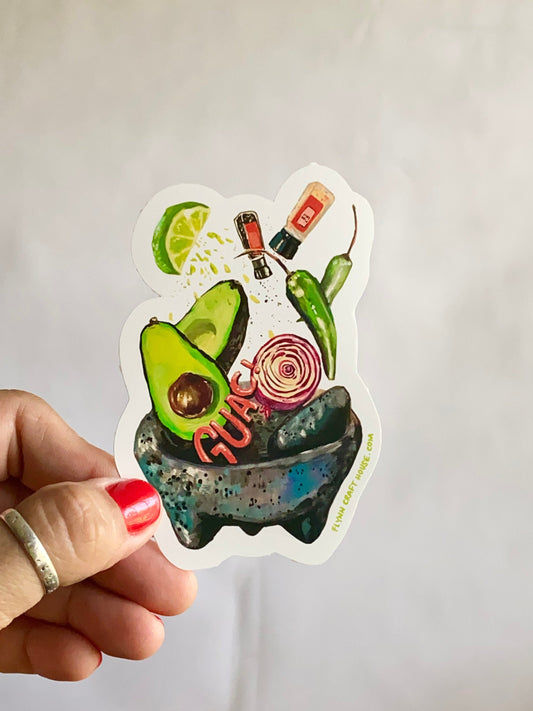 Guacamole | 4" Vinyl Sticker Decal | Waterproof  Weatherproof | Mexican Food Guac Avocado